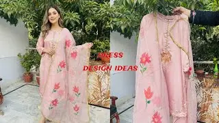 Elegant Hand Painted Pink Dress Design | Soft Pastel Look with Dupatta ✨ | anizabilal&rsquo;s art
