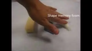 Comparison of elastic sponge, memory foam and shape memory foam