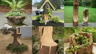 100+diy Creative Tree Stump Decor Ideas#3 | Tree Stump Gardening Crafts
