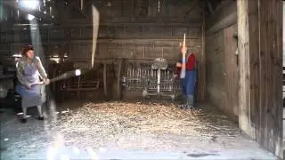 Threshing with hand flails &ndash; two people threshing
