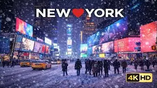NYC First Snowfall Night Walk ❄️ Manhattan Streets | 4K HDR