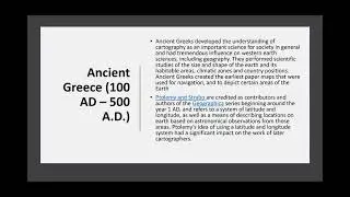 GIS Principles History of Cartography