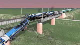 3 MALDA TOWN WDM3D WITH HUMSAFAR EXPRESS CROSSING BROKEN TRACKS - DERAILS AT HIGH SPEED