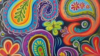 Bohemian Paisley Acrylic Painting Tutorial LIVE Step by Step Whimisical BOHO Art
