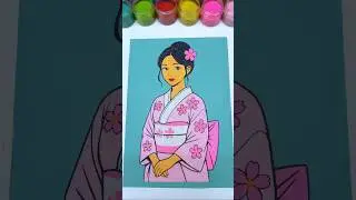 Beautiful Japanese Girl ✨🩷 Sand Art Painting #shorts