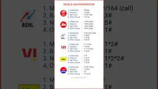 Mobile SIM Information | Jio | Airtel | Vodafone | Idea | Aircel | BSNL #shorts #ytshorts #newupdate