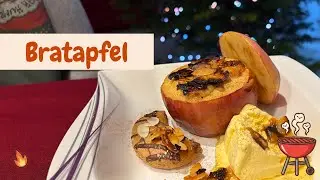 Brat&auml;pfel mit Marzipan & Mandeln | Einfaches Winter-Dessert vom Grill