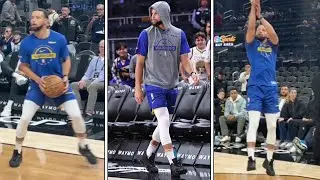 Steph Curry Pulls Up in Jordan 12 Flu Game 🔥 and Warms up in Jordan 14 