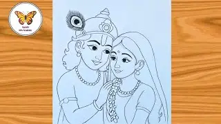 Radha and krishna drawing| simple radhakrishna drawing| Chitra 