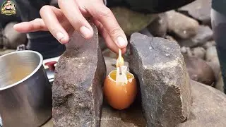 Survival skills: Lighted a bonfire with eggs 🔥 #survival #bushcraft #camping #outdoors #lifehacks