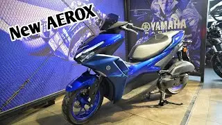 Latest Yamaha Aerox 155 Racing Blue Colour 2025 Version S Detailed Review
