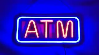 LED ATM Neon Sign for Business, Electronic Lighted Board, ATM (20 x 9 inch)
