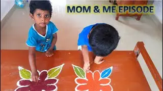MOM&ME:EPISODE-8| KG KIDS KOLAM #5manikolangal #simplekolamdesigns #dotsrangoli #simplekolamwithdots