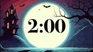 2 Minute Halloween Timer | Spooky Classroom Countdown with Fun Music, Full Moon, & Haunted House