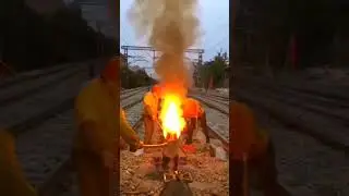 Train tracks welding process