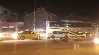 Incredible Traffic jam || traffic jam in Gazipur city, bus sounds, bus horn, Street View at night