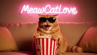 Gato assistindo filme no sofa de casa