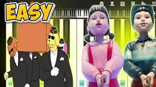 SQUID GAME Session 3 Jump Rope COFFIN DANCE Meme - Easy Piano Cover By Piano Fisher 