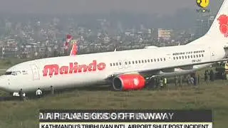 Malindo airplane skids off at Nepal runway
