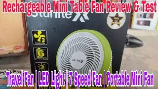 Rechargeable Mini Table Fan Review & Test | Travel Fan | LED Light | 7 Speed Fan | Portable Mini Fan