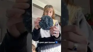 Knit pompom yarn bonnett