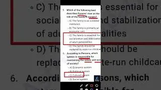 20Mcqs on Talcott parson - UGC NET 2024 JUNE