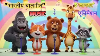 Indian Kids Balgeet | भारतीय बालगीत जानवर &ndash; गोरिल्ला बिल्ली भालू जिराफ़ रैकून Fun Song