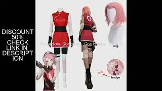 Anime Haruno Sakura Cosplay Shippuden Costume Wig Women Girls Skirt Outfit Unisex Ninja Cartoon Hall