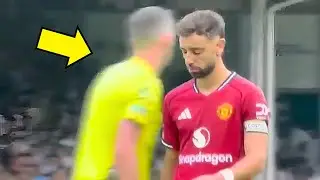 Referee Bumps Into Bruno Fernandes Before Penalty Miss vs Fulham