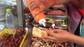 Asian Street Food - Fast Food Street in Asia, Cambodian food #79, Bread Meats
