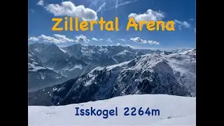 Panoramic view skiing from Isskogel (Zillertal Arena) on blue slope 34
