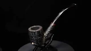 VINTAGE EHRLICH Bent BILLIARD SHELL BRIAR Estate Pipe RUSTICATED SANDBLASTED GRAIN
