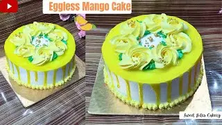 How To Use Neutral Gel On Cake | Piping Gel For Cake Decoration | Eggless Mango Cake Design