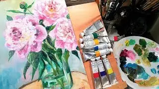 Peony Painting in Water Mixable Oils // Time Lapse Sketchbook Sunday