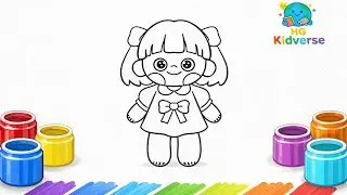 Doll Coloring for Kids 🎨 | Learn Colors with Cute Girl Drawing