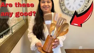 Wooden Spoons for Cooking &ndash; Wooden Utensils for Cooking Set with Holder, Spoon Rest & Hooks