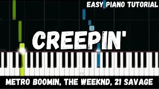 Metro Boomin, The Weeknd, 21 Savage - Creepin' (Easy Piano Tutorial)