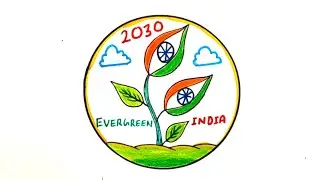 Evergreen India Drawing// Evergreen India Poster Drawing Making//India 2030 Drawing Easy Steps