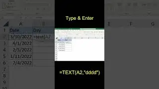 Extract Day of the Week from a Date in MS Excel