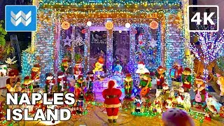 [4K] Naples Island in Long Beach California🎄Christmas Walking Tour 🎧 Binaural Sound