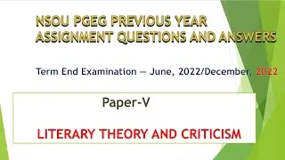 NSOU PGEG PAPER 5 ASSIGNMENT SOLVED PYQ
