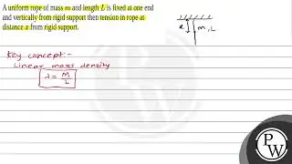 Q. A uniform rope of mass \( m \) and length \( L \) is fixed at one end and vertically from rig....