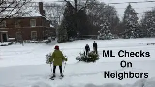 ML Checks on Neighbors in Snowstorm #snowshoes #comedy #comedyvideos #snowman 