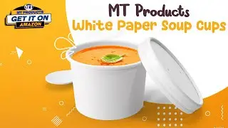MT Products White Disposable Paper Soup Cups with Paper Lids
