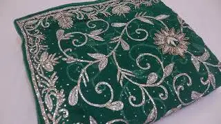 ARNG-4137 &ldquo;The Persian Green&rdquo; Premium Handcrafted Saree||Georgette Fabric||Zardozi||Crystals Stones