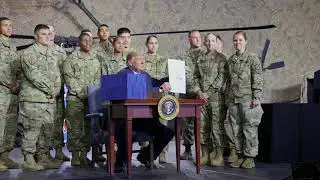 President Donald J  Trump Watches a Military Demonstration and Speaks at Fort Drum