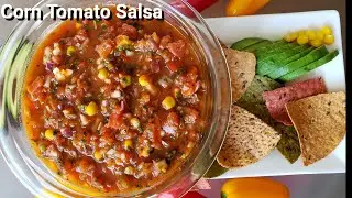 Corn Tomato Salsa 🌽🍅🧅🌶️  - Roasted Tomato Chilli Salsa - Mexican Salsa - Pooja's Kitchen