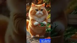 The Adorable Cat's Wild Veggie Shopping Quest at the Market! #Cat #cute #shorts #shortvideo