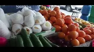 Cari sayur dan babi di market open A dan terus pergi beli ikan 