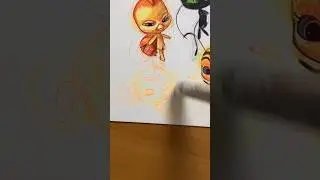 drawing Xuppu - kwami using only multicolor pen 💛 | 14 #miraculous #ballpointpen #miraculousladybug